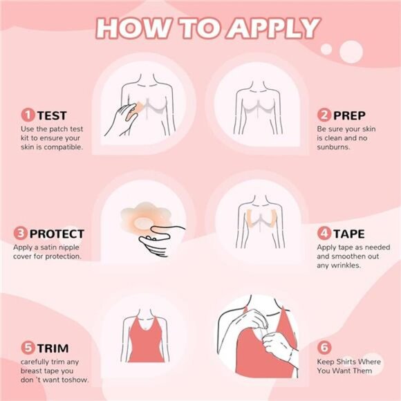 Boob Tape Kit for Large Breast Lift, 2 Pcs Nipple Covers & Breathable Body - Picture 5 of 9